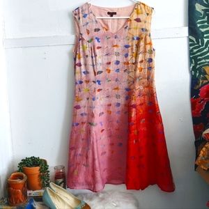Aventures Des Toiles Pink Ombre Sleeveless Silk Dress